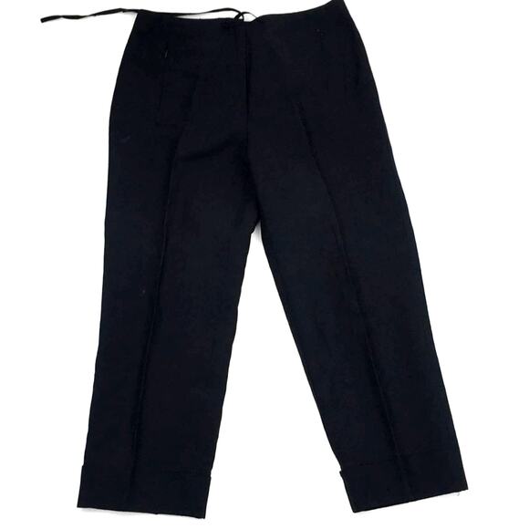 Evelyn And Arthur Women's Black Linen Silk Cropped Pants Size 4 - Picture 1 of 12